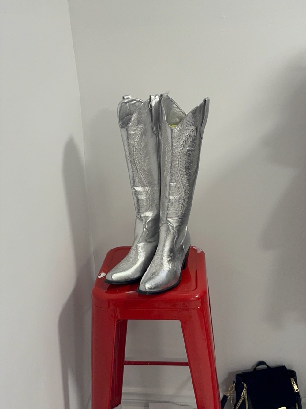 Silver Metallic Knee-High Women's Boots